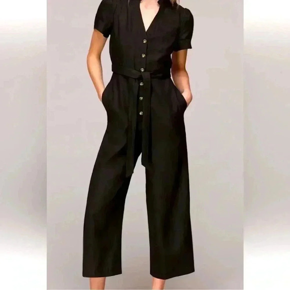LANTROPY BLACK LINEN JUMPSUIT SIZE SMALL - Picture 1 of 8